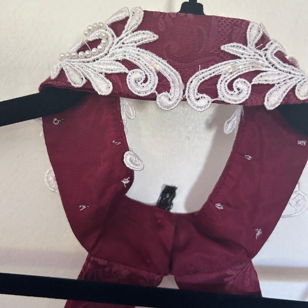 Vintage Roberta Mock-Neck Strapless Dress with Embroidered Collar - Size 9/10 - Picture 9 of 10